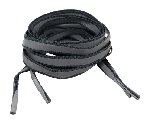 Flat Reflective Grey Shoelaces - 8mm wide