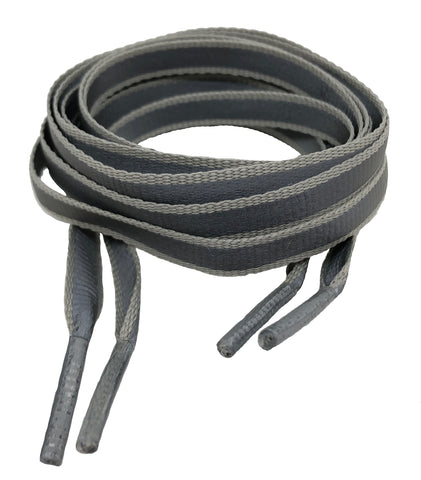 Flat Reflective Light Grey Shoelaces - 8mm wide