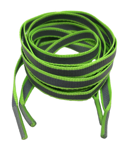 Flat Reflective Neon Green Shoelaces