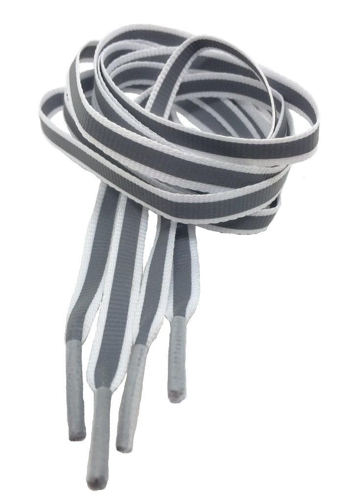 Flat Reflective White Shoelaces 8mm wide – Big Laces