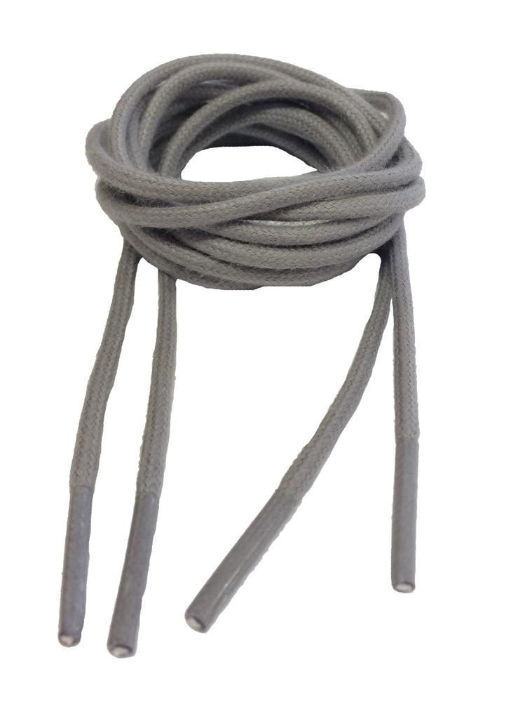 Round Waxed Light Grey Cotton Shoe Boot Laces 2mm wide – Big Laces