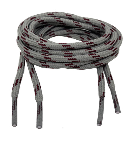 Round Light Grey Maroon Laces - 5mm wide