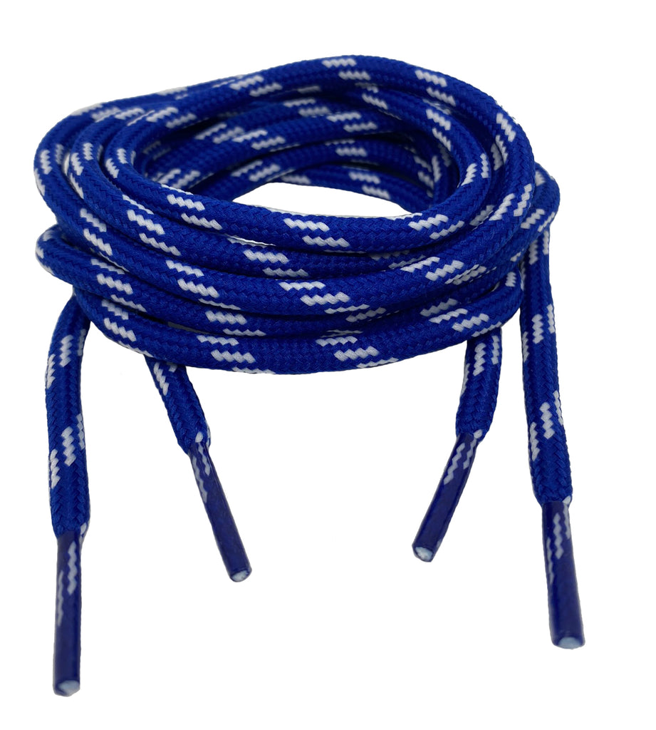 Round Royal Blue White Laces - 5mm wide