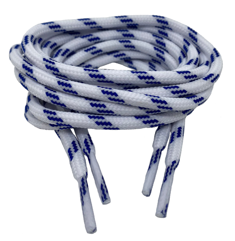 Round White Royal Blue Laces - 5mm wide