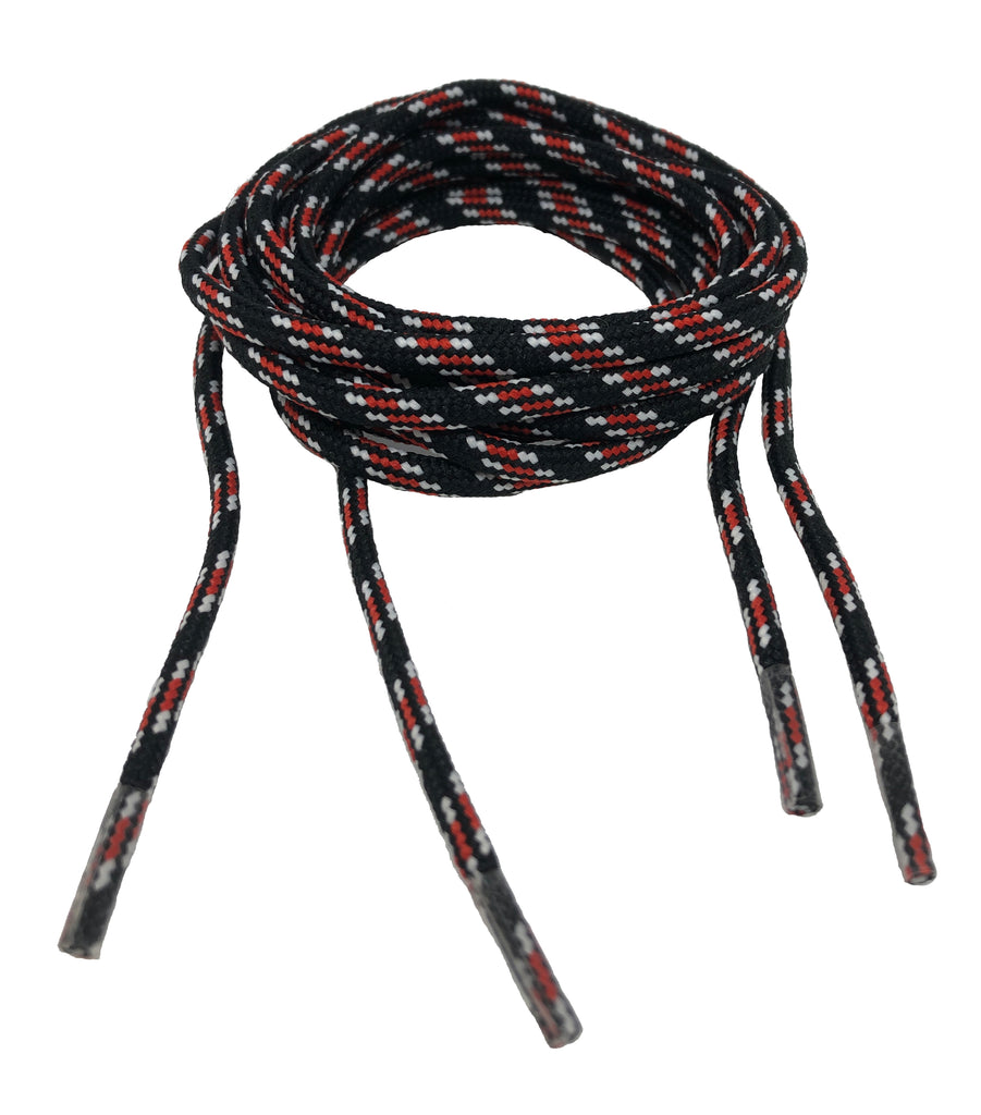 Round Strong Shoelaces/Bootlaces Black White Red - 4mm wide