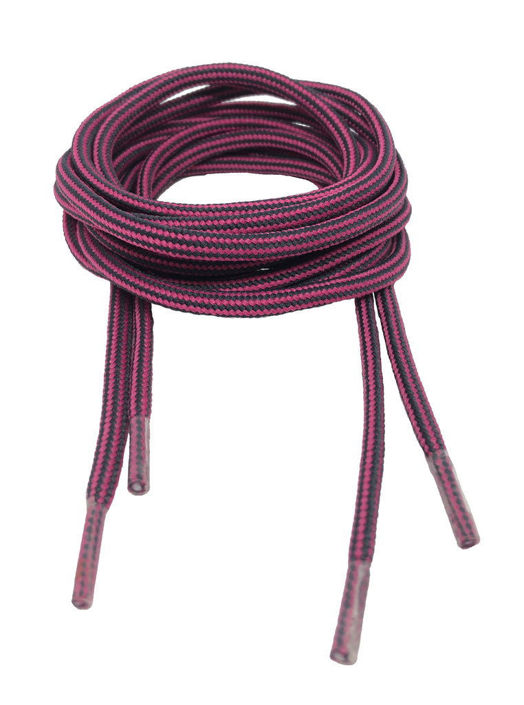 Round Strong Shoelaces/Bootlaces Fuschia Charcoal - 4mm wide