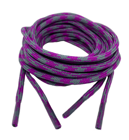 Round Strong Shoelaces/Bootlaces Grey Purple Fleck - 4mm wide