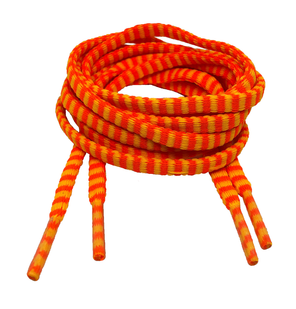 Flat Padded Striped Shoelaces Light Orange Neon Orange - 8mm wide
