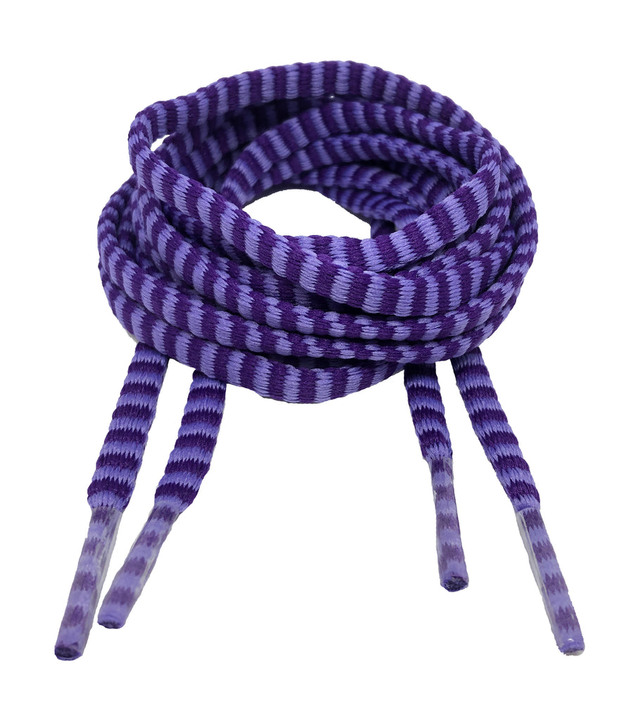 Flat Padded Striped Shoelaces Lilac Purple - 8mm wide