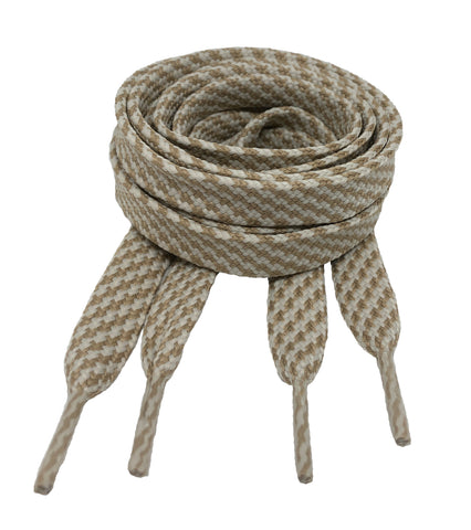 Flat Patterned Strong Shoelaces Beige Oatmeal - 12mm wide
