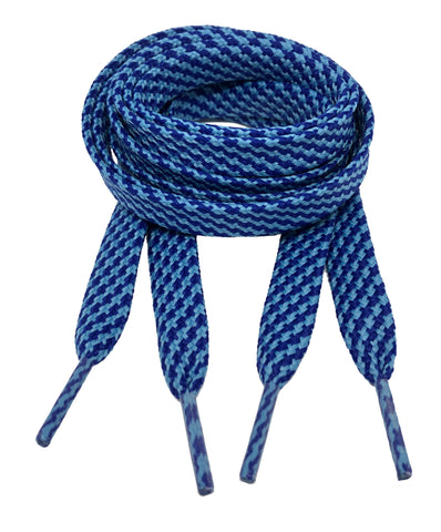 Flat Patterned Strong Shoelaces Blue Royal Blue - 12mm wide
