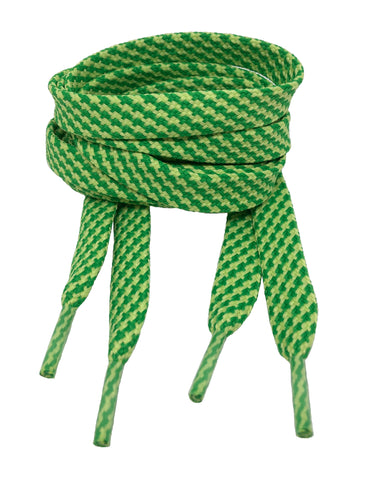 Flat Patterned Strong Shoelaces Green Pale Green - 12mm wide