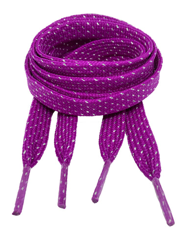 Flat Patterned Glitter Strong Shoelaces Purple - 13mm wide