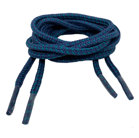 Strong Round Dark Blue and Teal Walking Boot Laces - 5mm wide