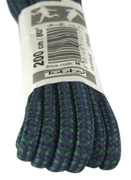 Strong Round Navy Blue and Green Walking Boot Laces