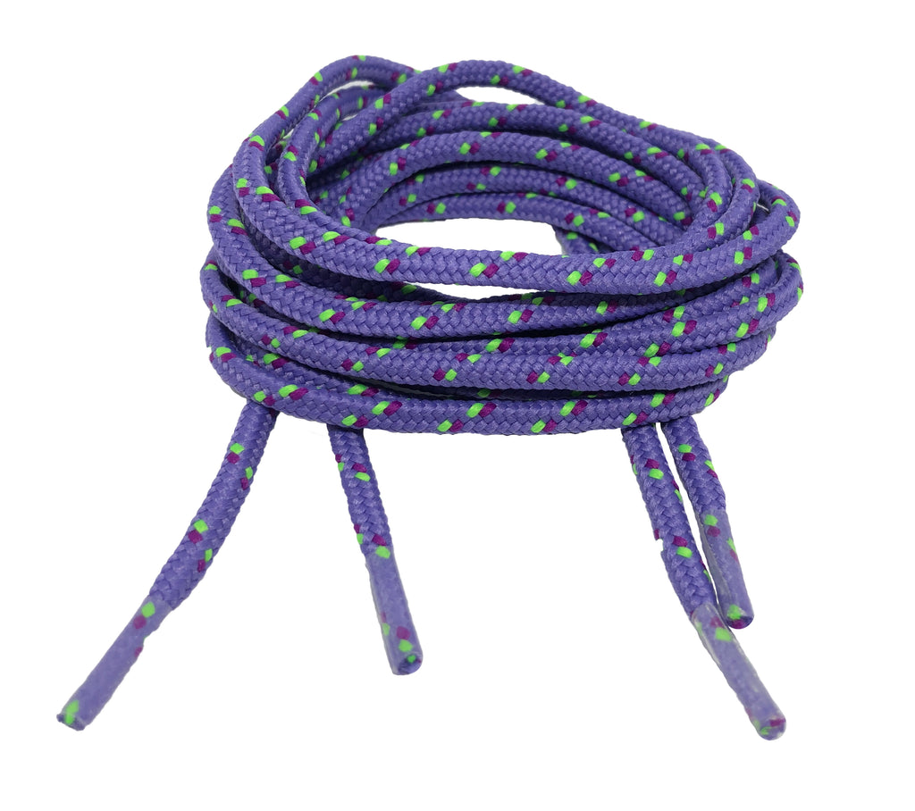Round Patterned Strong Shoelaces/Bootlaces Lilac Purple Lime - 4mm wide