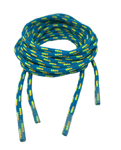 Round Patterned Strong Shoelaces/Bootlaces Turquoise Neon Yellow Orange - 4mm wide