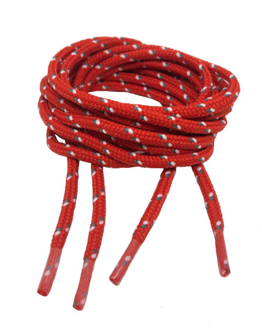 Round Patterned Strong Shoelaces/Bootlaces Red White Grey - 4mm wide
