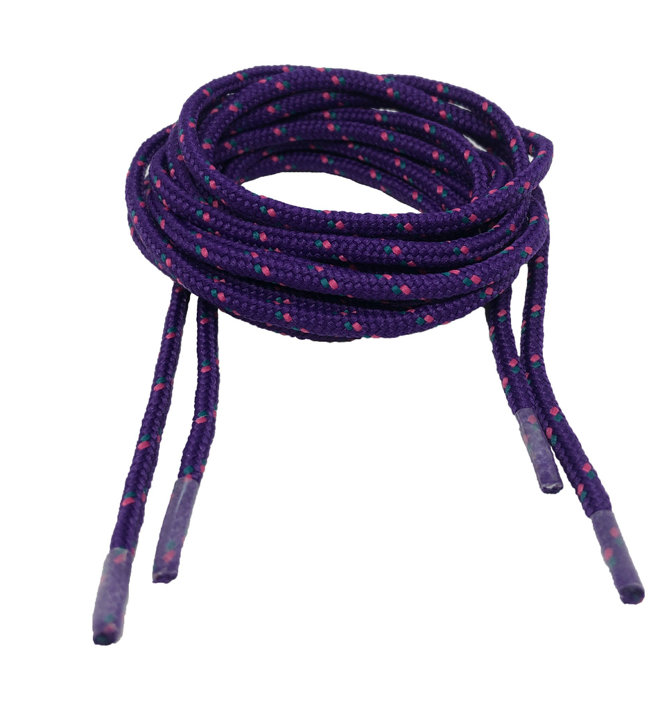 Round Patterned Strong Shoelaces/Bootlaces Purple Pink Teal - 4mm wide