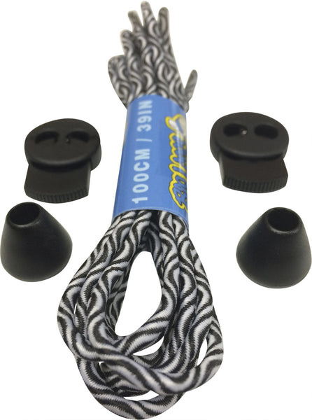 White Black Swirl Lock Laces