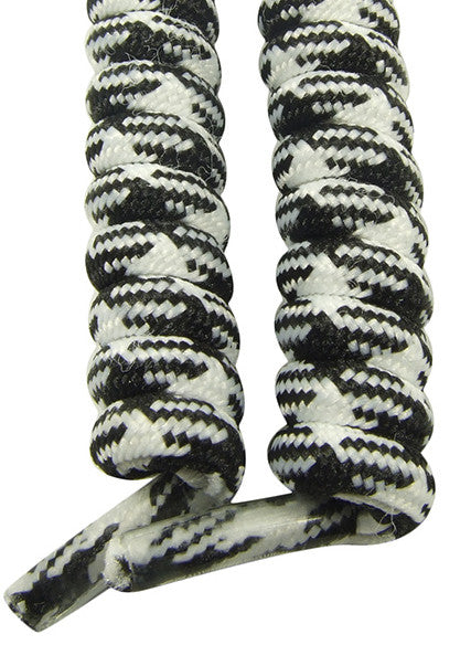 Curly White Black Shoelaces