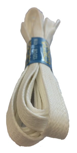 Flat Waxed White Cotton Shoe Boot Laces - 4mm, 7mm or 8mm wide