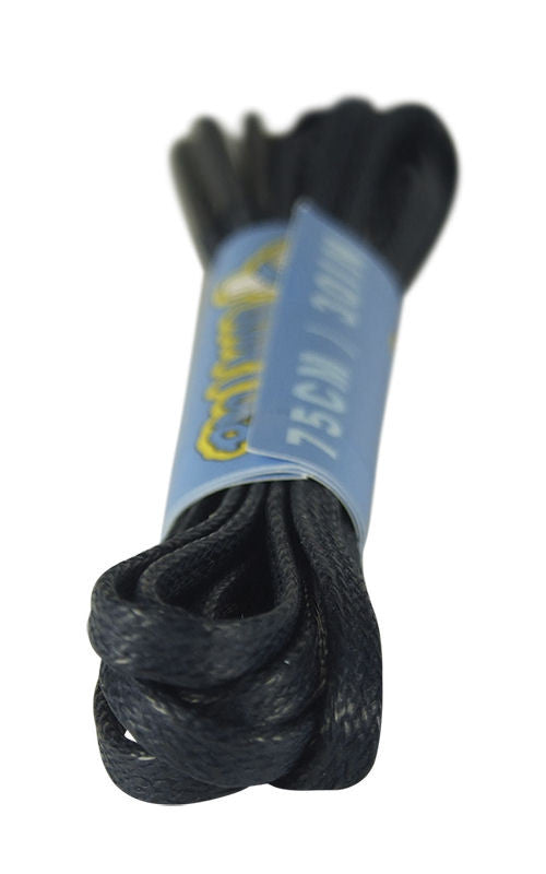 Flat Waxed Navy Blue Cotton Shoe Boot Laces