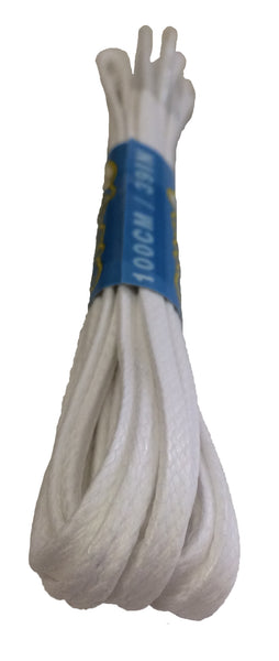 Flat Waxed White Cotton Shoe Boot Laces - 4mm, 7mm or 8mm wide