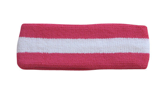 White and Hot Pink Sports Quality Headband