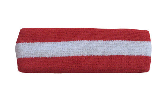 White and Red Sports Quality Headband