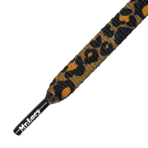 Mr Lacy Printies - Flat Leopard Pattern Brown Shoelaces