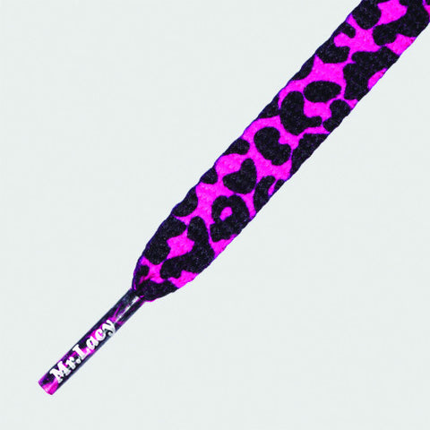 Mr Lacy Printies - Flat Leopard Pattern Pink Shoelaces