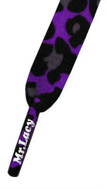 Mr Lacy Printies - Flat Leopard Pattern Purple Shoelaces