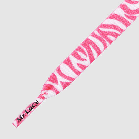 Mr Lacy Printies - Flat Zebra Pattern Hot Pink Shoelaces