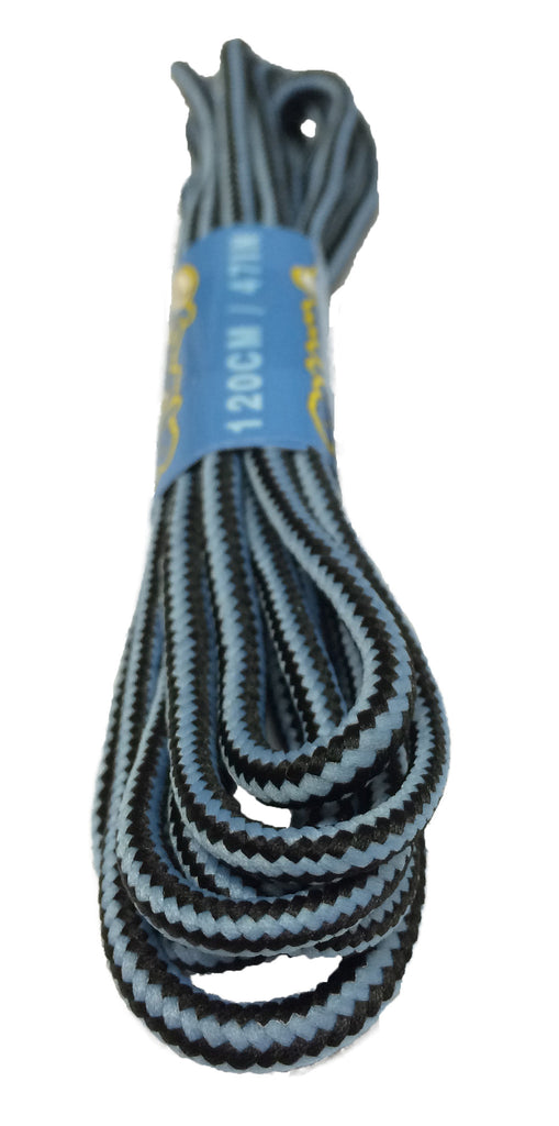 Round Black and Light Blue Bootlaces
