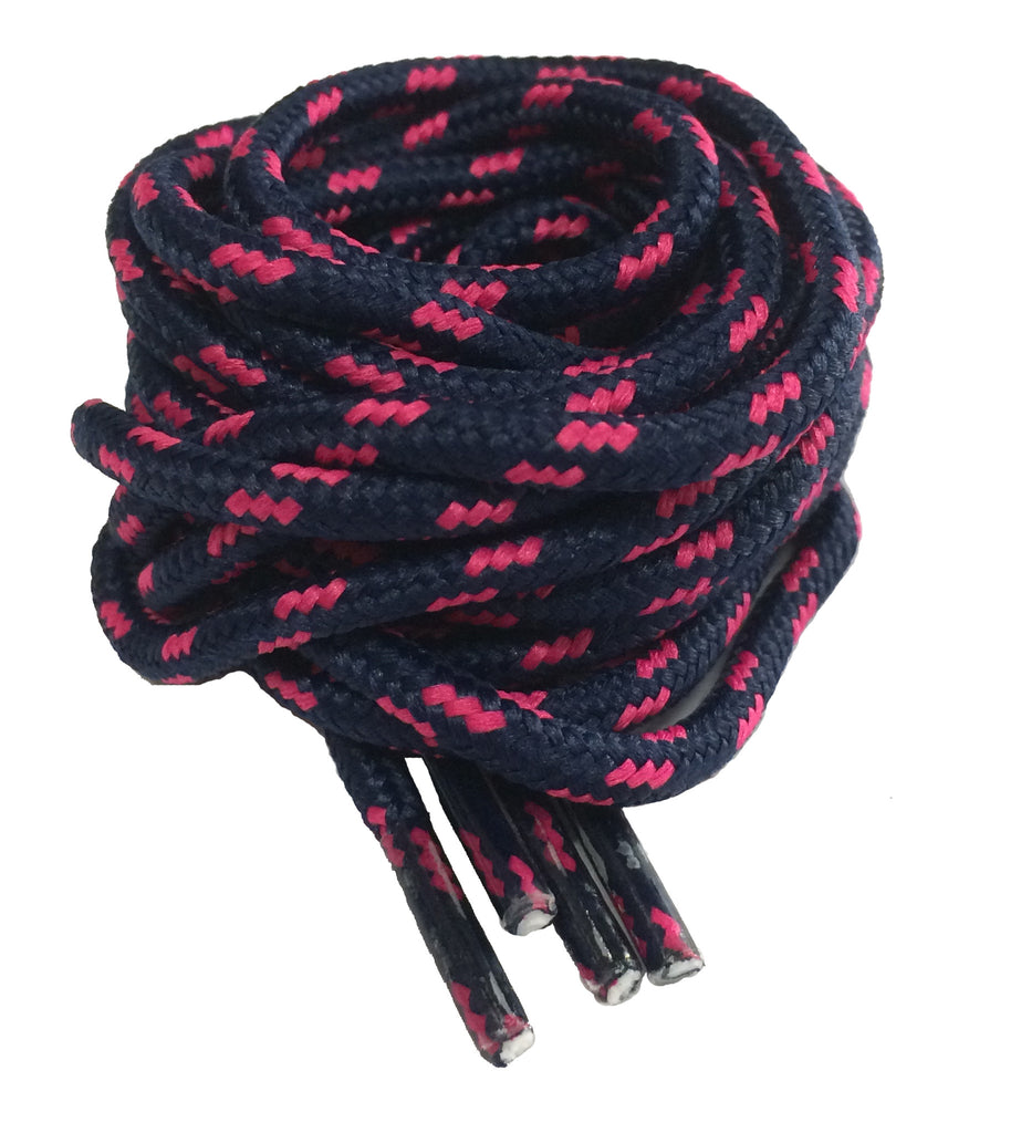 Round Dark Blue and Bright Pink Fleck Bootlaces