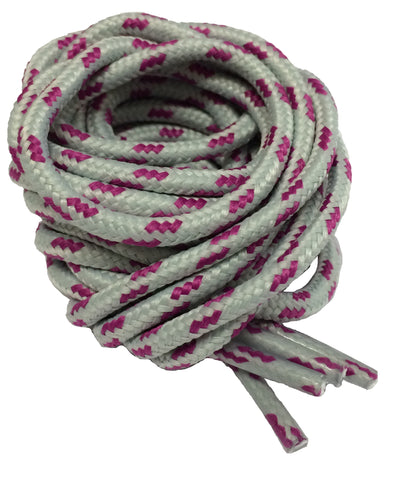 Round Grey and Magenta Fleck Bootlaces