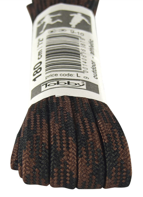 Strong Flat Black and Brown Walking Boot Laces