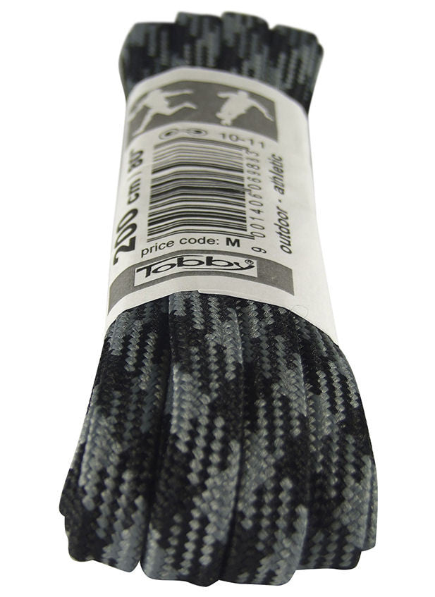 Strong Flat Black and Grey Walking Boot Laces