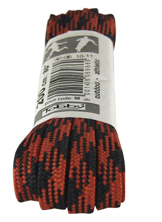 Strong Flat Black and Red Walking Boot Laces