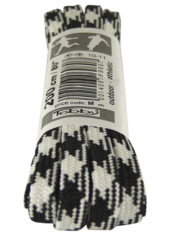Strong Flat Black and White Walking Boot Laces
