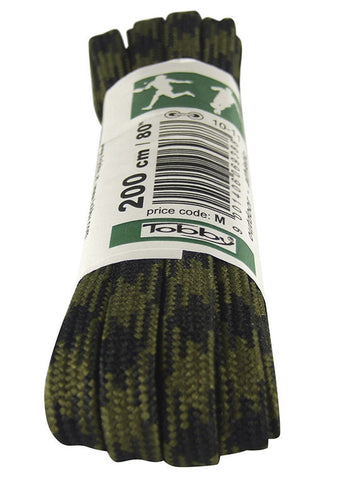 Strong Flat Olive Green and Black Walking Boot Laces