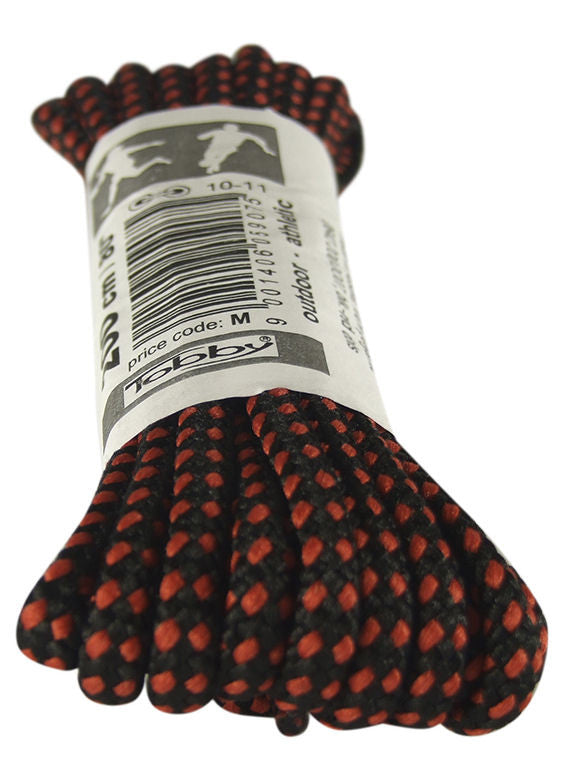 Strong Round Black and Red Walking Boot Laces