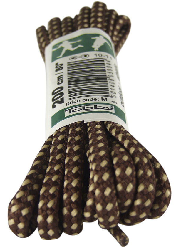 Strong Round Brown and Sand Walking Boot Laces