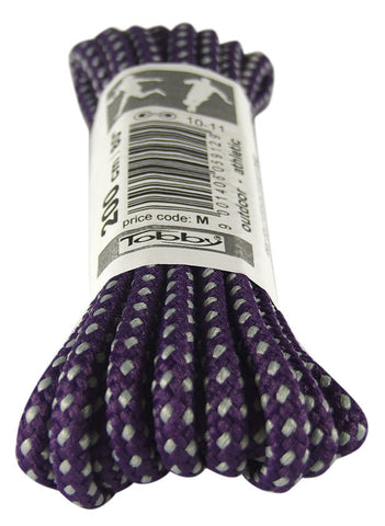 Strong Round Purple and Grey Walking Boot Laces