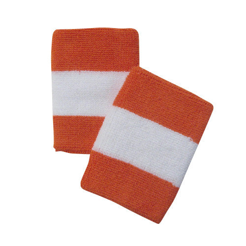 White and Dark Orange Sports Quality Wristbands