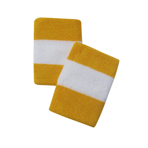 White and Gold Yellow Sports Quality Wristbands