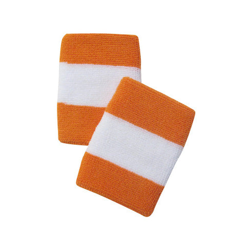 White and Light Orange Sports Quality Wristbands