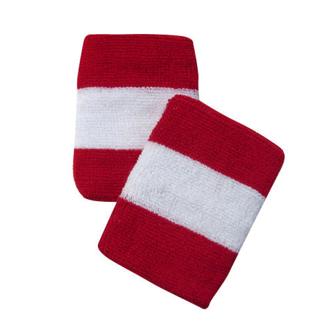 Red and White Sports Quality Wristbands
