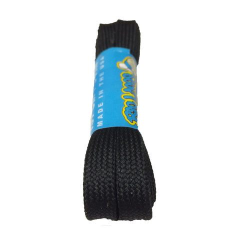 Thin Flat Black Dress Shoelaces - 5mm wide